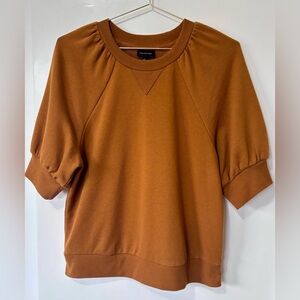 Who What Wear| Terracotta Orange Short Puffed Sleeve Knit Casual Sweatshirt Sz S
